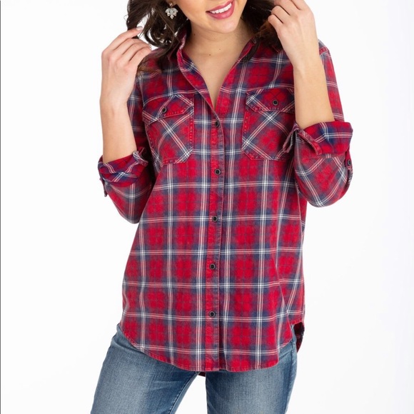 Given Kale Tops - Given Kale Plaid Top